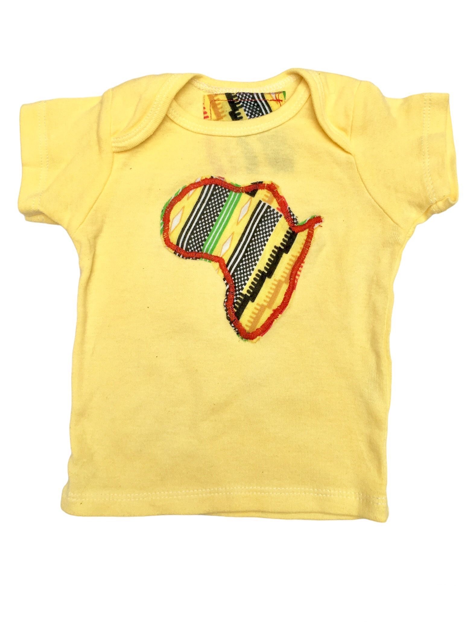 Yellow Bodysuit with Kente African Shape Embroidered T-Shirt
