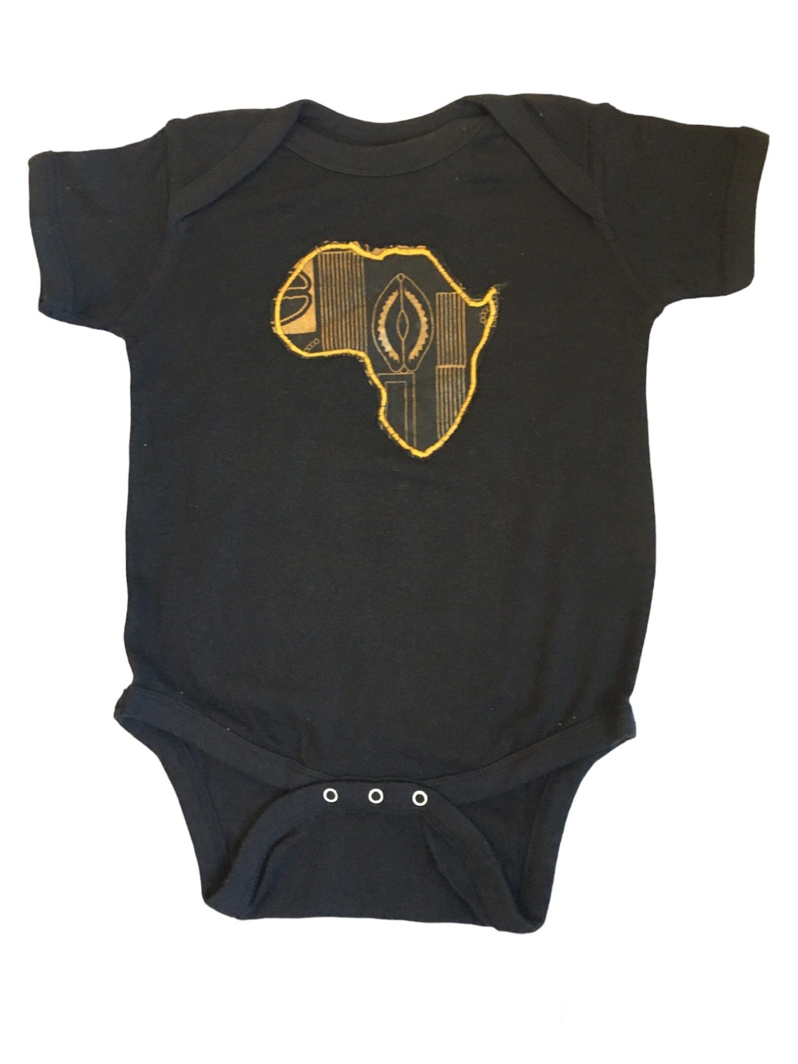 Black and Metallic Cowrie Shell Africa Bodysuit