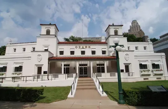 A large white building with the word clark on it