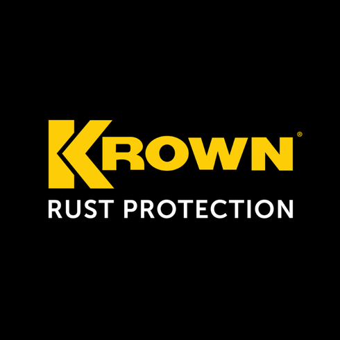 Krown Rust Protection logo in yellow and white on a black background