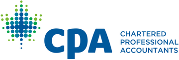 CPA Chartered Professional Accountants logo with blue and green dot mark