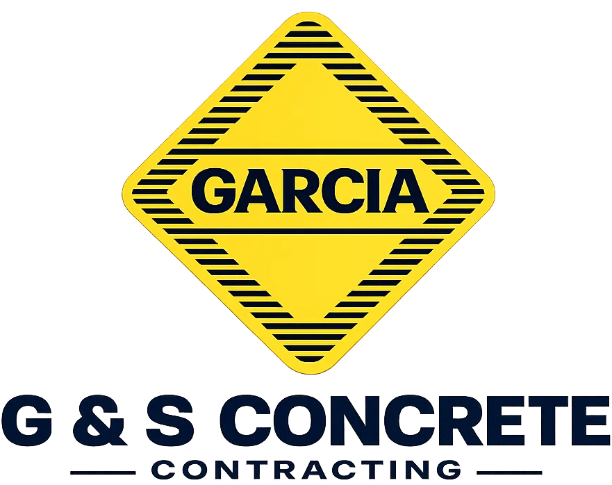 Garc&iacute;a logo above G & S Concrete Contracting text in black on white background