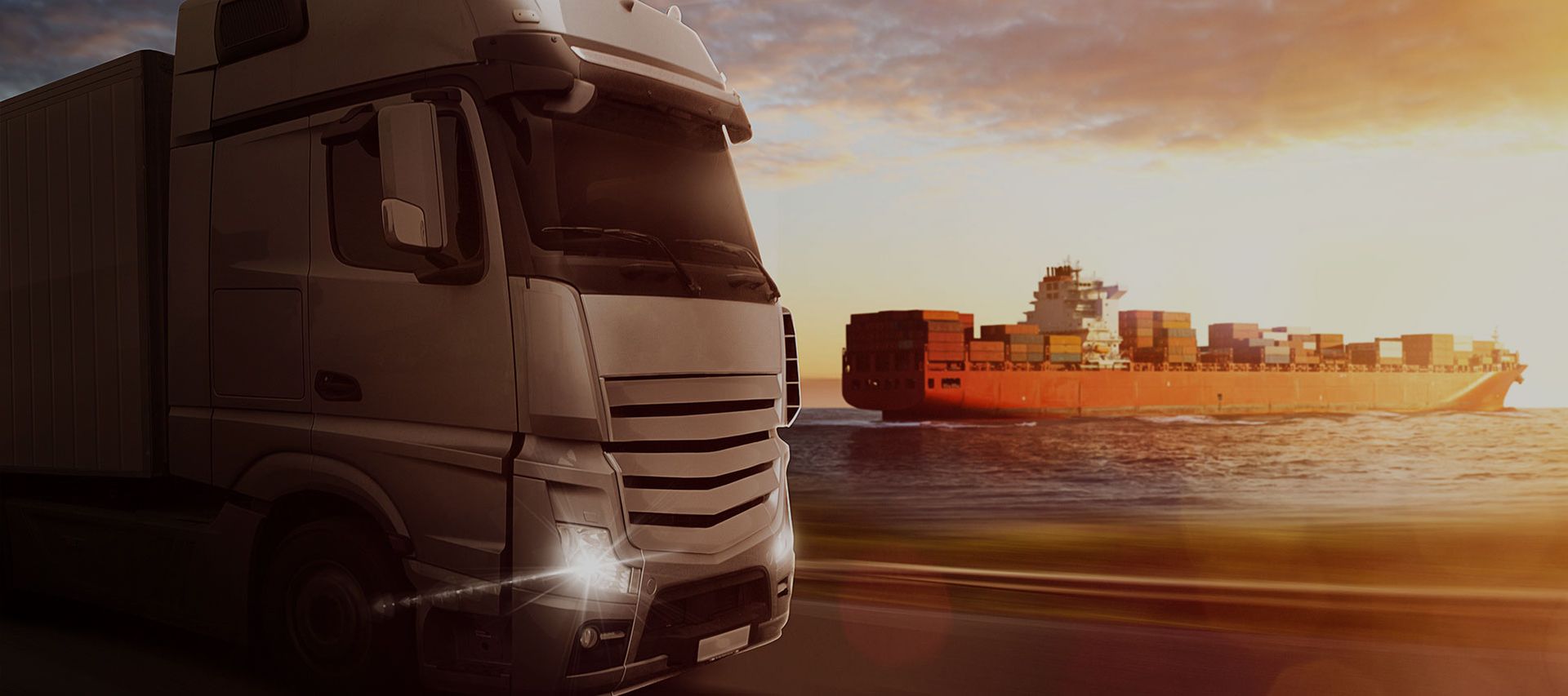 Truck Rolls Through A Sunset