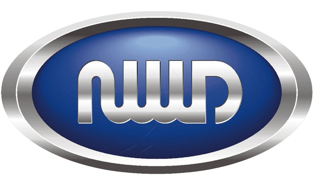 The metallic, stylized letters
