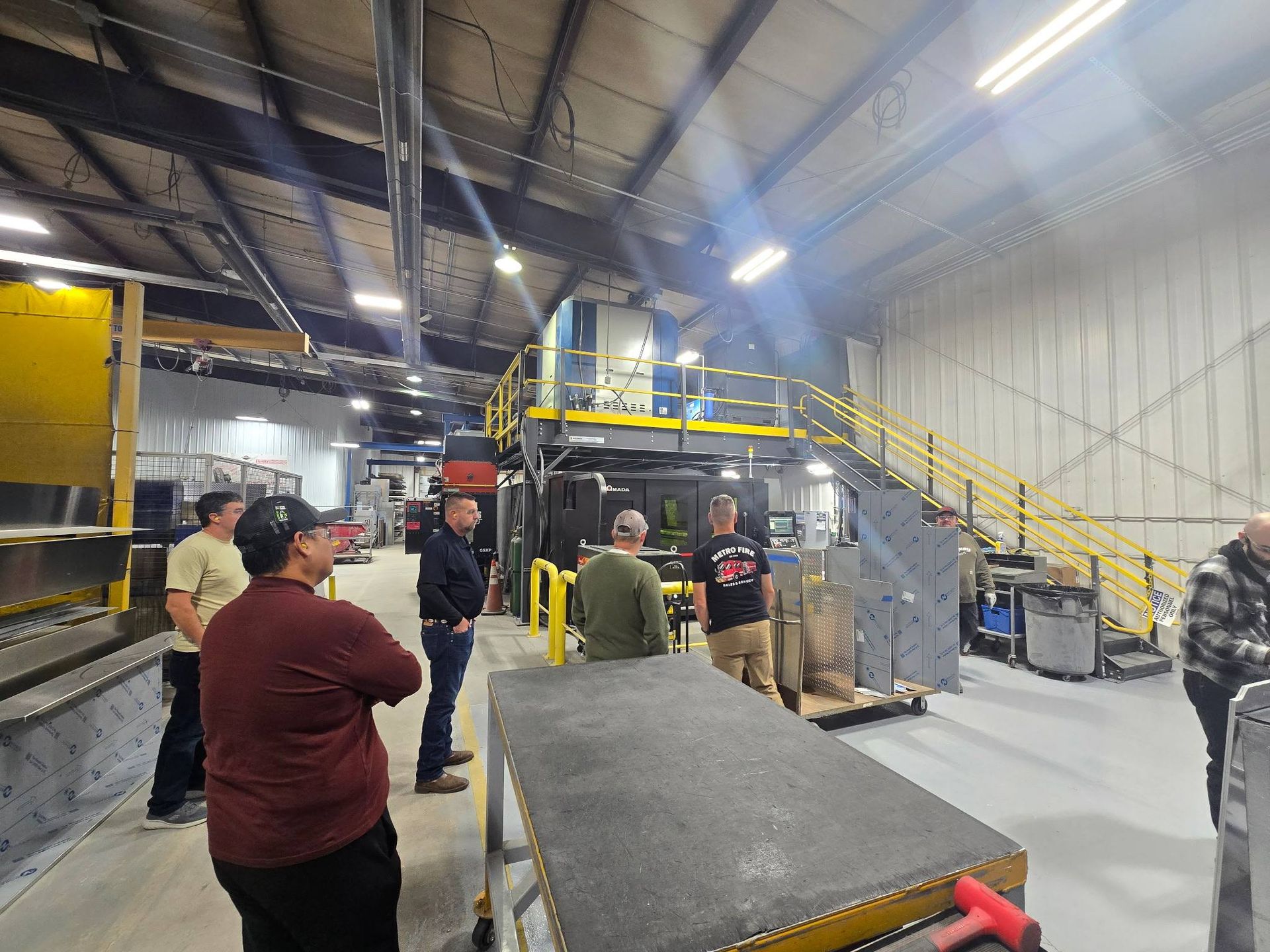 BCESD 3 members look over parts for a fire apparatus