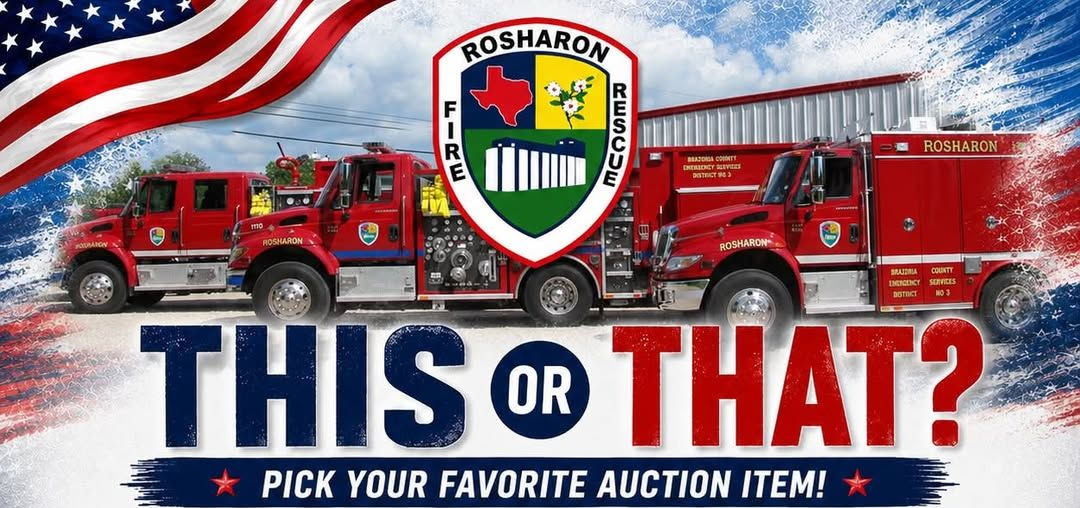 Fire department fundraiser poster for a 46th annual live auction, raffle and BBQ, featuring two motorcycles.