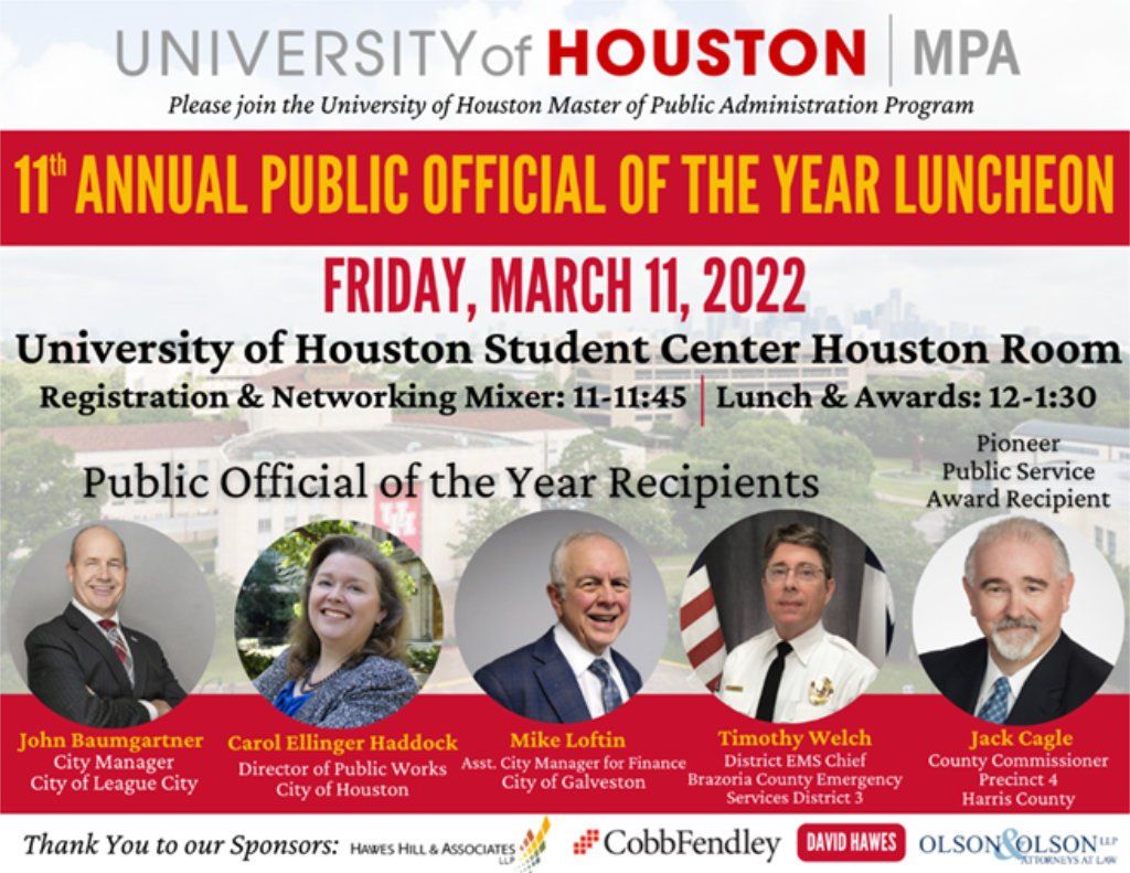 A poster for the 11th annual public official of the year luncheon