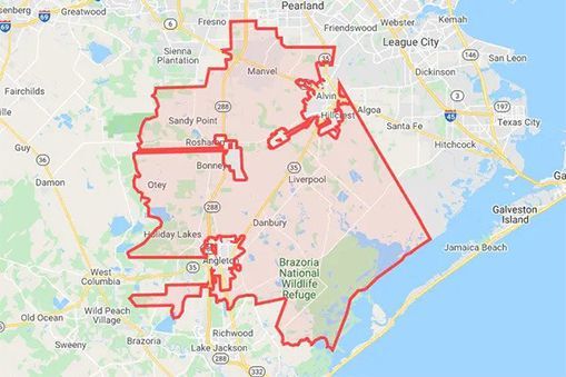 A map of Brazoria County ESD 3 coverage area outlined around it.