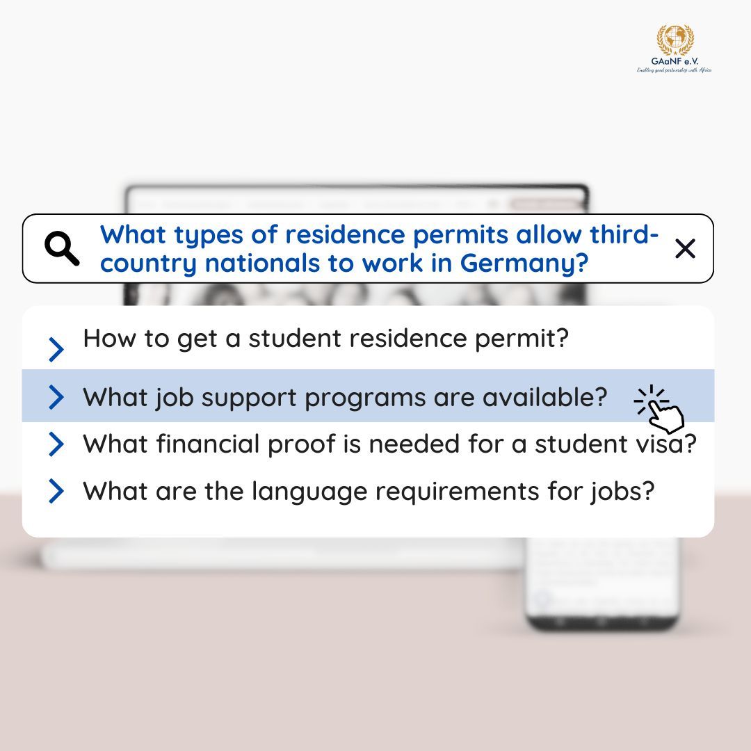 What types of residence permits allow third country nationals to work in germany ?