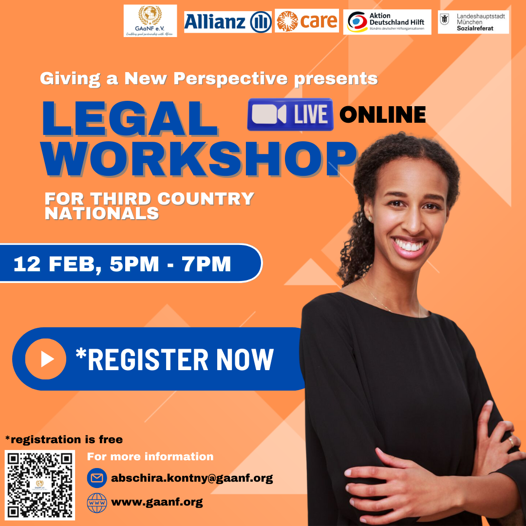 An advertisement for a legal workshop for third country nationals