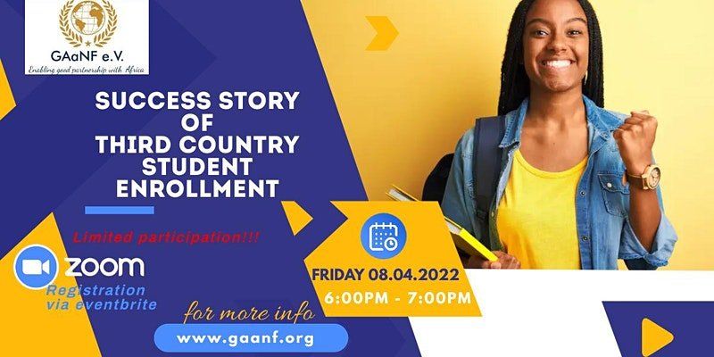 A poster for a success story of third country student enrollment.