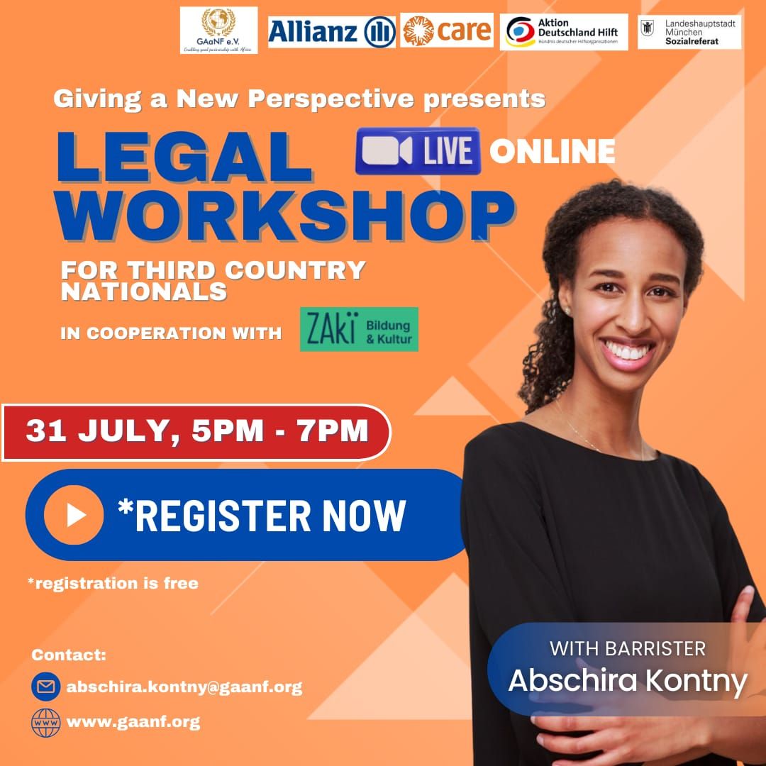 An advertisement for a legal workshop for third country nationals