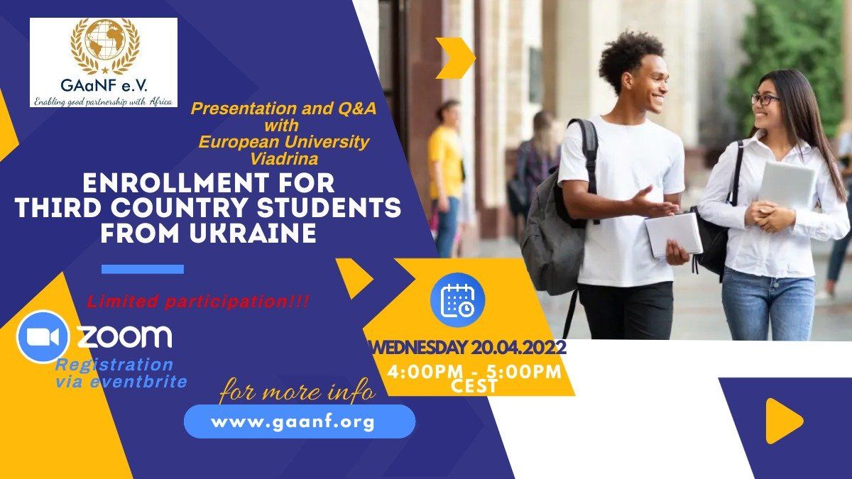 A poster for enrollment for third country students from ukraine