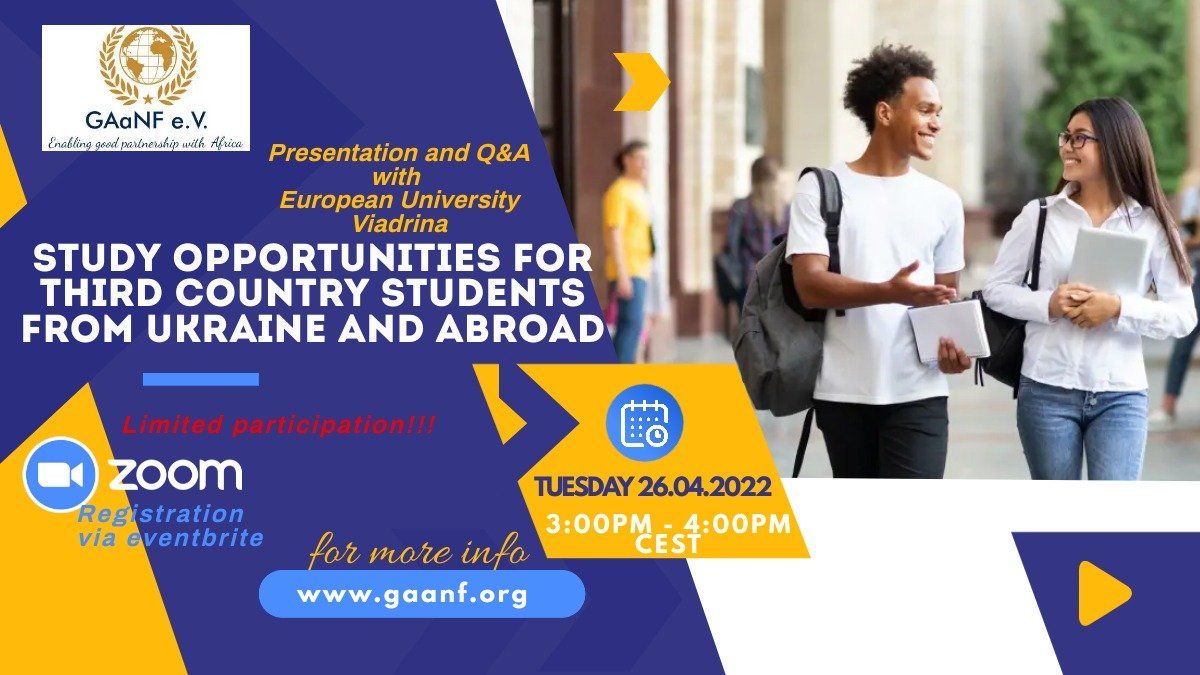 A poster for a study opportunity for third country students from ukraine and abroad