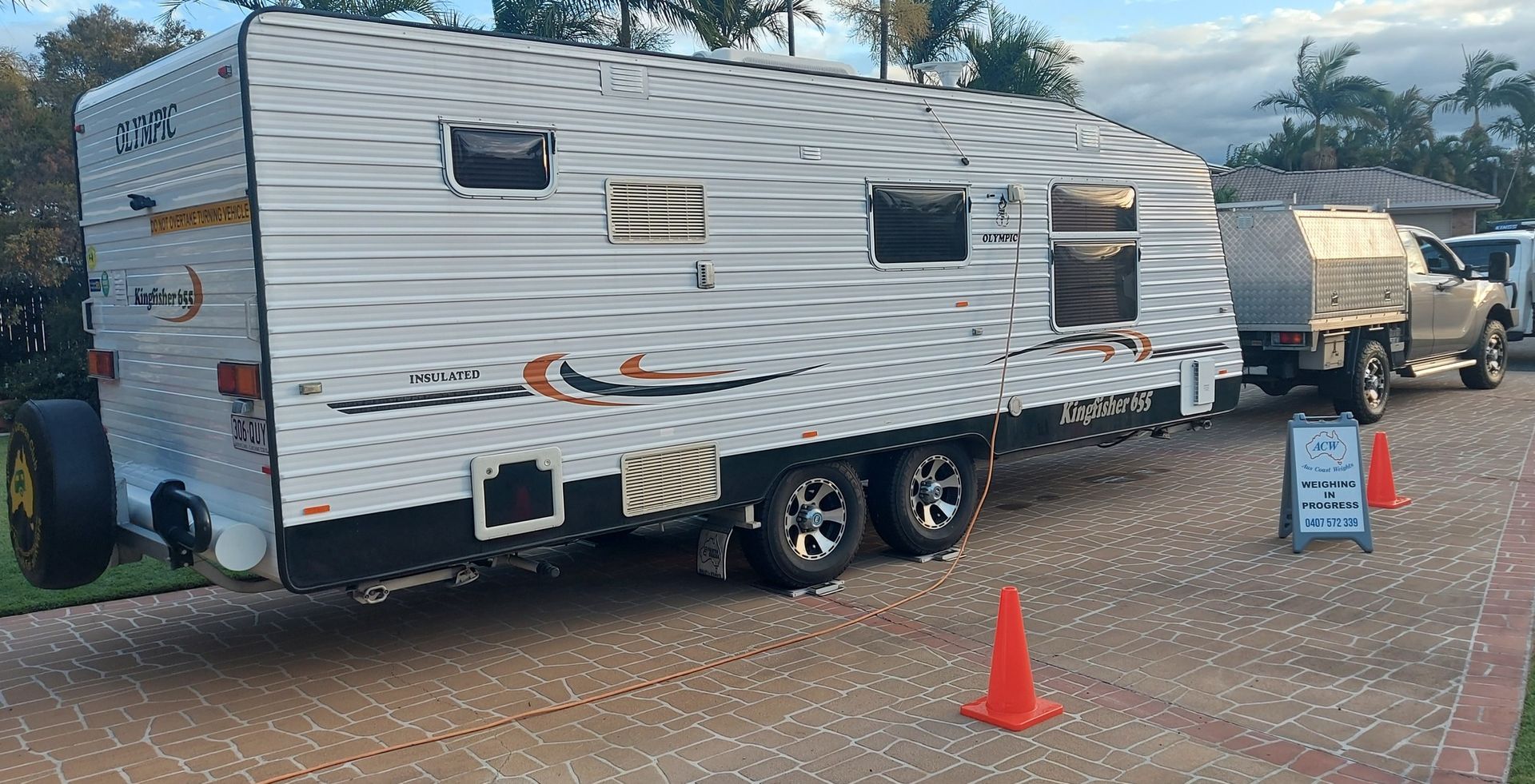 Pick Up Truck With White Caravan - Vehicle Weighing in Gladstone, QLD