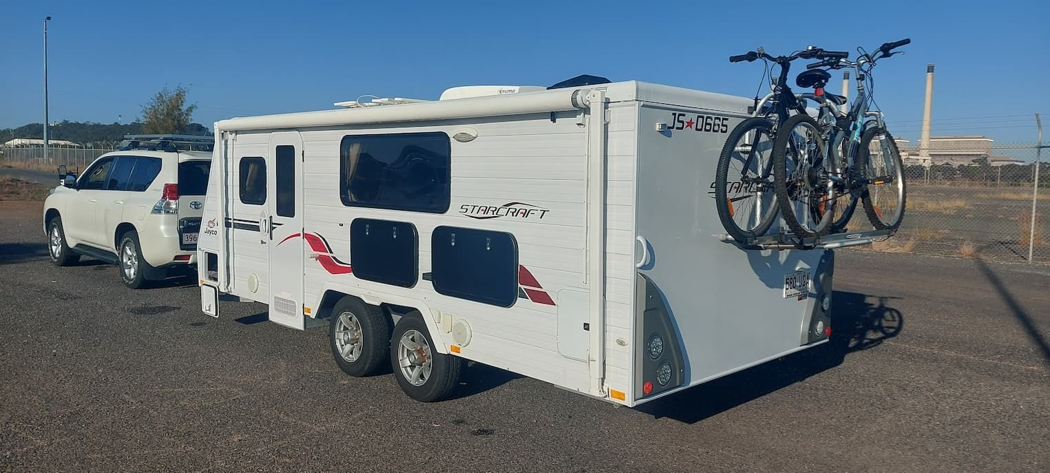 Side View Of White Caravan - Vehicle Weighing in Gladstone, QLD