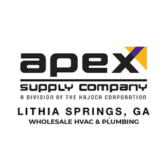 Apex Supply Company logo with yellow and purple accent, Lithia Springs, GA, wholesale HVAC & plumbing