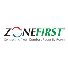 ZoneFirst logo with blue-red circular Z and green FIRST, tagline “Controlling Your Comfort Room By Room”