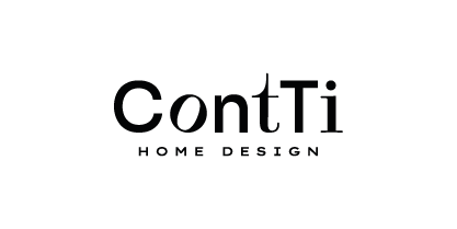 Logotipo da Conti Home Design: texto preto sobre fundo branco.