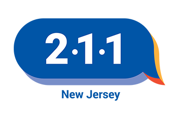 New Jersey 2-1-1 logo in blue and orange speech bubble