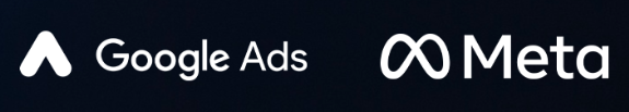 Google Ads and Meta logos on a dark background