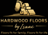 Gold Hardwood Floors by Isaac logo with sander and tagline &ldquo;Floors fit for family; Floors fit for life.&rdquo;