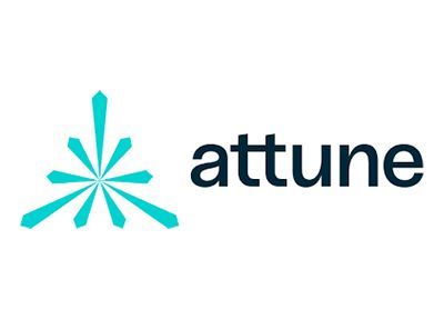 Attune logo: turquoise geometric starburst next to the word