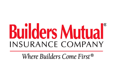 Builders Mutual Insurance Company logo, red text, white background.
