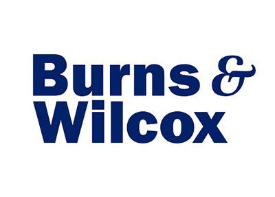 Burns & Wilcox logo, dark blue text on white background.