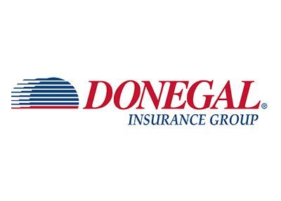 Donegal Insurance Group logo: Red text on white, blue and red graphic.