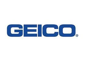 GEICO logo: Blue text on a white background.