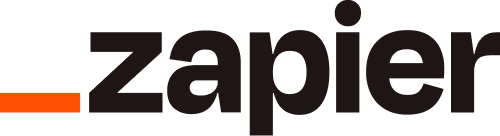 Logo Zapier avec texte noir et ligne horizontale orange sur fond blanc
