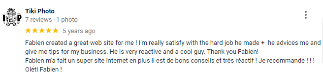 Capture d'écran d'un avis client 5 étoiles faisant l'éloge d'un excellent service et recommandant Gary l'agent immobilier
