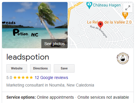 Une carte Google montre l'emplacement de leadspottion