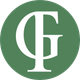 Monogramme GF blanc sur fond circulaire vert