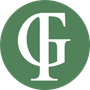 Monogramme GF blanc sur fond circulaire vert
