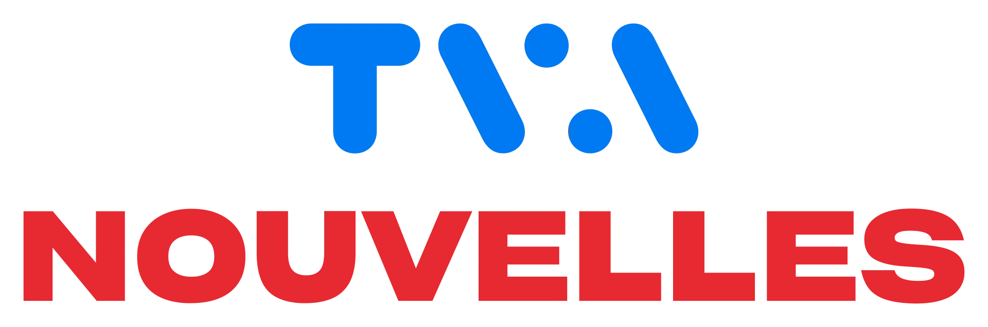 Logo de TVA Nouvelles en texte bleu et rouge sur fond blanc