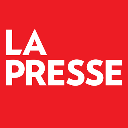 Logo de LA PRESSE en blanc sur fond rouge
