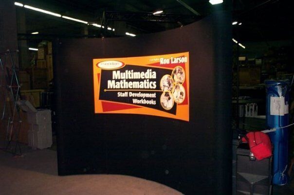 Black display booth with 