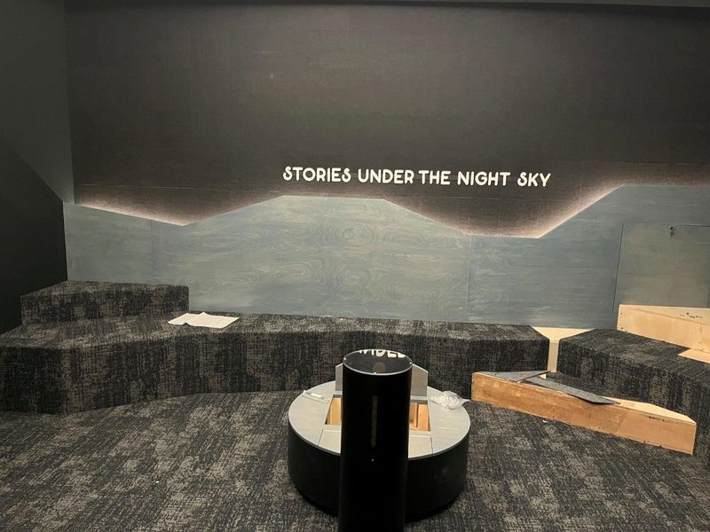 A darkened room with 