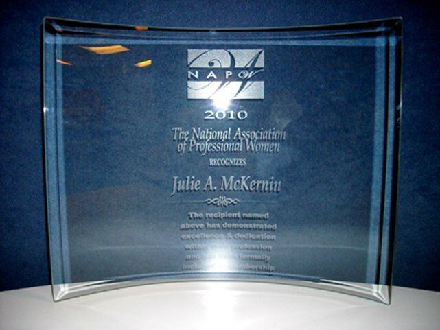 Glass award with