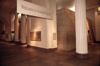 Museum entrance, welcome sign 
