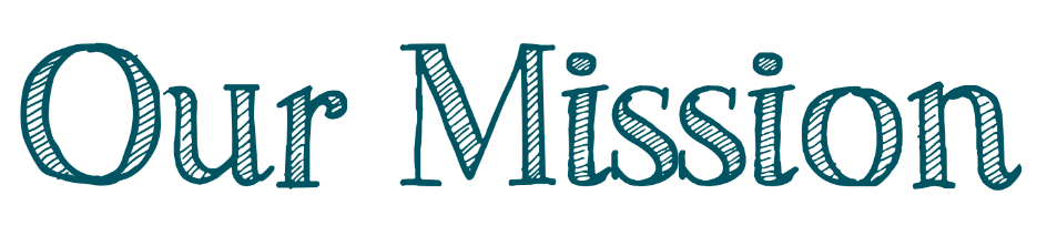 The word our mission is written in blue letters on a white background.