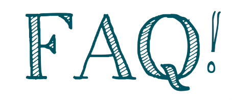 The word faq is written in blue on a white background.
