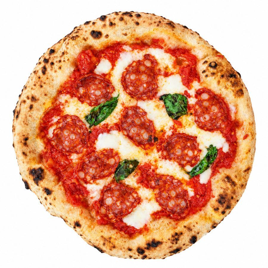 Pizza Vesuvio (diavola) met salame