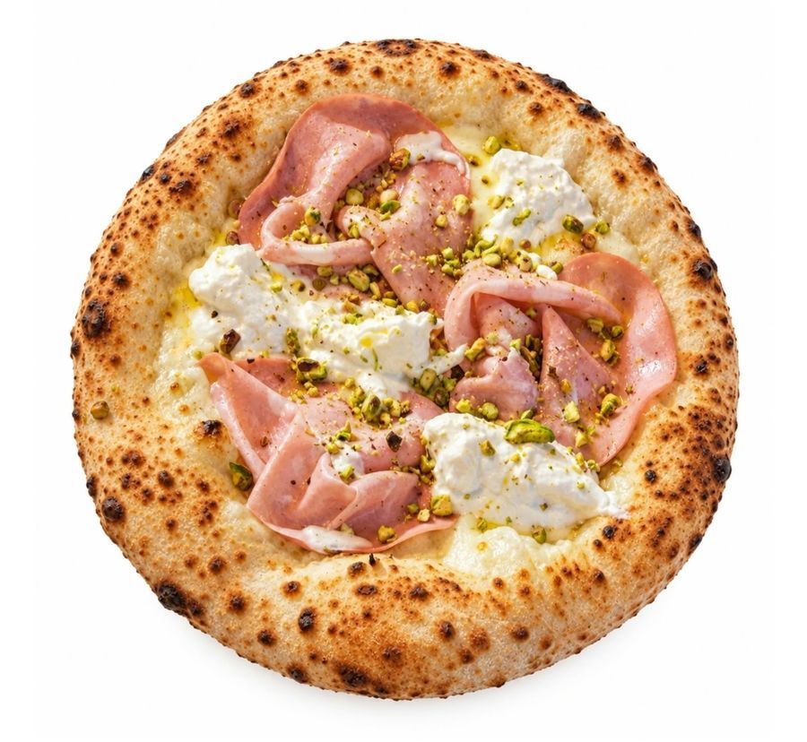 Pizza Pistacchiella met mortadella en pistache