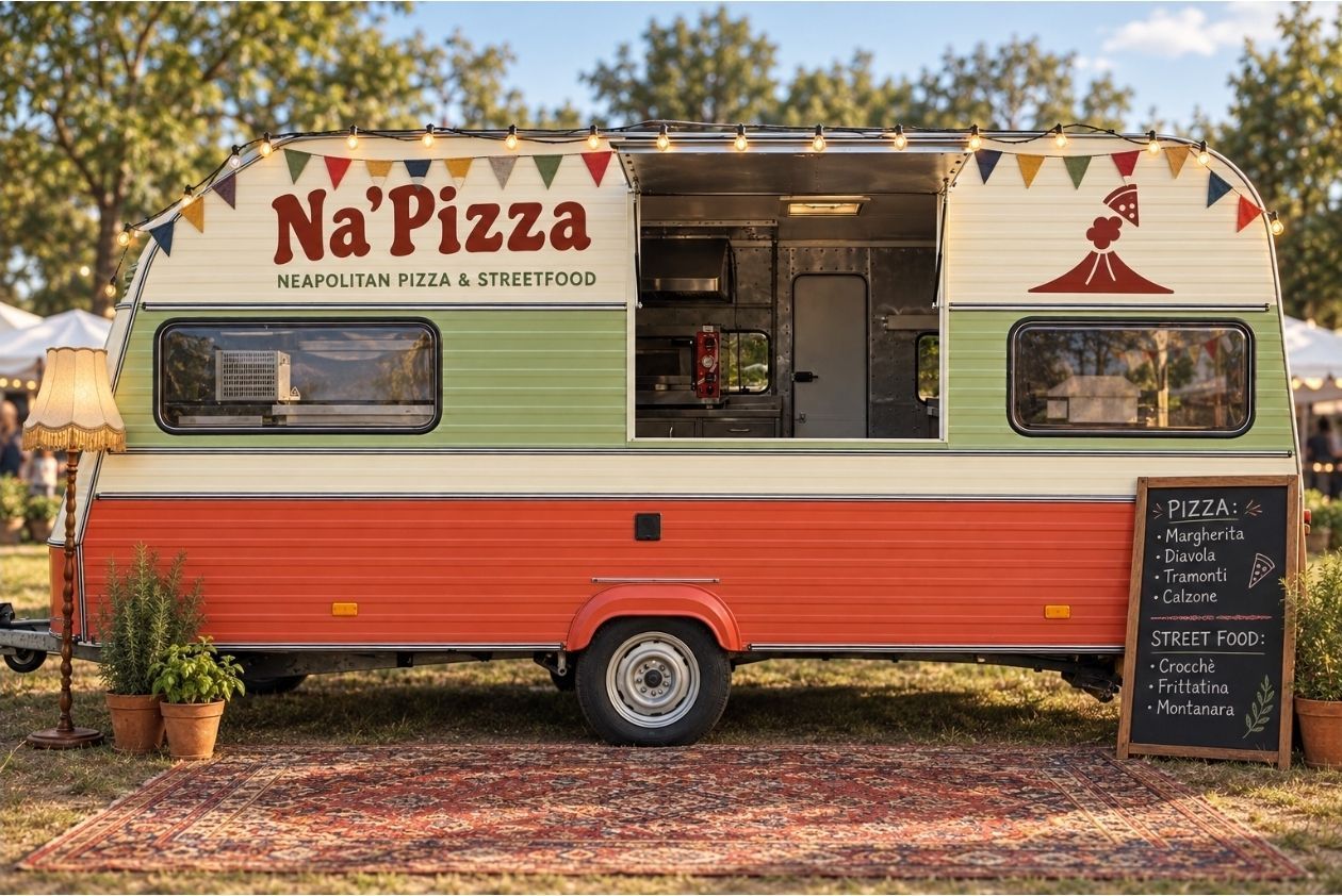 De Na'Pizza foodtruck op een festival