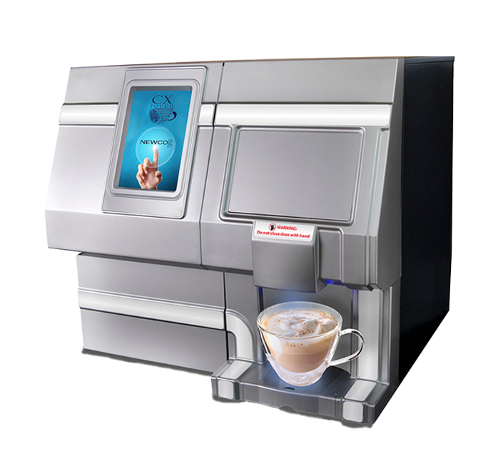 CX3 Touch Barista Brewer
The CX Touch brewer now has the addition of QR technology to brew pods with reduced touch operation. The QR technology maintains the customizable features of size and strength using our own free web app. Reducing touch points helps reduce the spread germs. Retrofit kits will be available also for certain existing equipment in the field.
Enjoy delicious coffees, latte’s, cappuccinos and more with the CX Touch. Blend soluble milk and chocolate with individual PODS of coffee and tea to create coffee house quality drinks. Simply select your drink, insert a POD and your drink is prepared in under a minute. No need to leave the workplace for great tasting coffee.