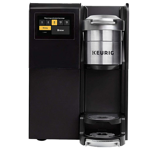 Keurig 2500
The Keurig® K-2500® Coffee Maker, the latest innovation from Keurig®.
The coffee maker blends intuitive technology with clean lines and modern design, delivering an unmatched range of beloved brands of coffee, cocoa, and tea, all at the touch of a screen. This flexible brewer can be plumbed directly to a water line or use the included 110 oz. water reservoir.
The K-2500® Coffee Maker is fully featured for effortless beverage customization, including 5 cup sizes (4, 6, 8, 10, and 12 oz.), and a STRONG button that increases the strength and bold taste of your coffee’s flavor.