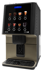 Vitro S1
Vitro S1 is an automatic hot beverage machine designed with the highest quality materials
and components found in our top performance professional machines.
Its seamless and compact design fits nicely in any coffee area in a small office or waiting room.  Designed to provide the ultimate coffee experience from the first cup to the last.